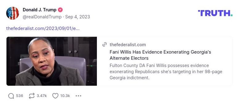 Post image from Donald Trump