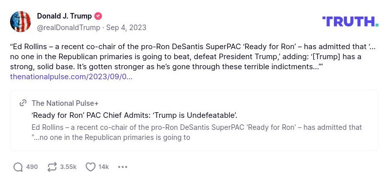 Post image from Donald Trump