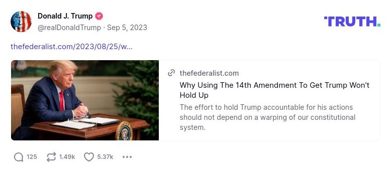 Post image from Donald Trump