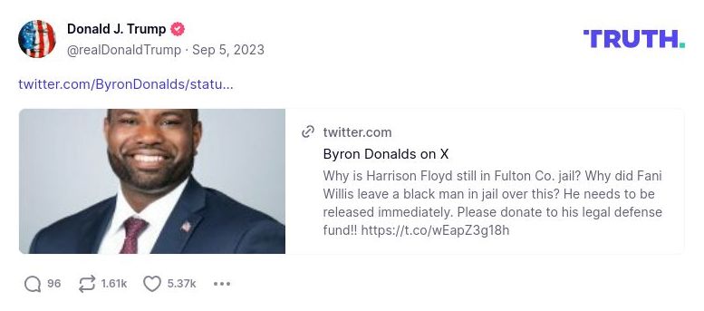 Post image from Donald Trump