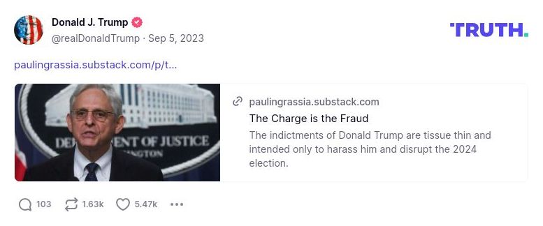 Post image from Donald Trump