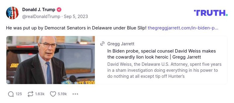 Post image from Donald Trump