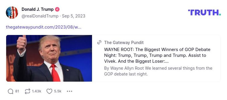 Post image from Donald Trump