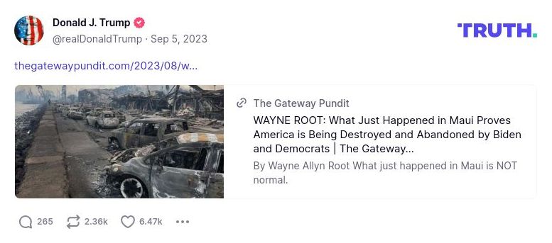 Post image from Donald Trump