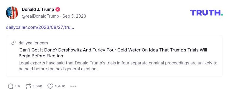 Post image from Donald Trump