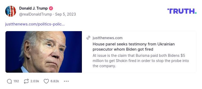 Post image from Donald Trump