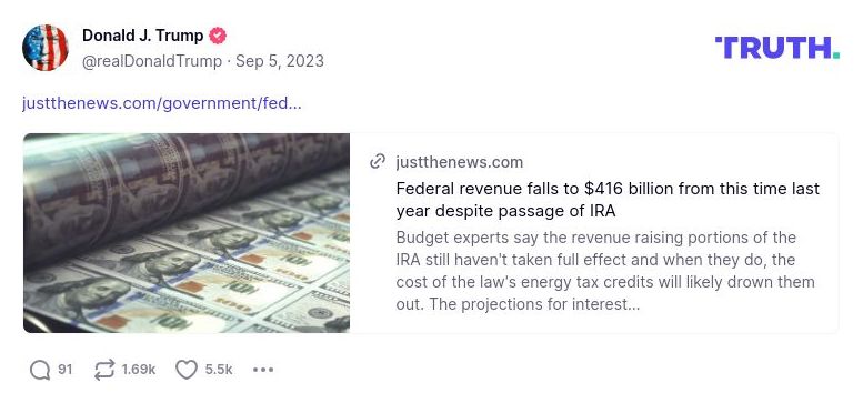 Post image from Donald Trump