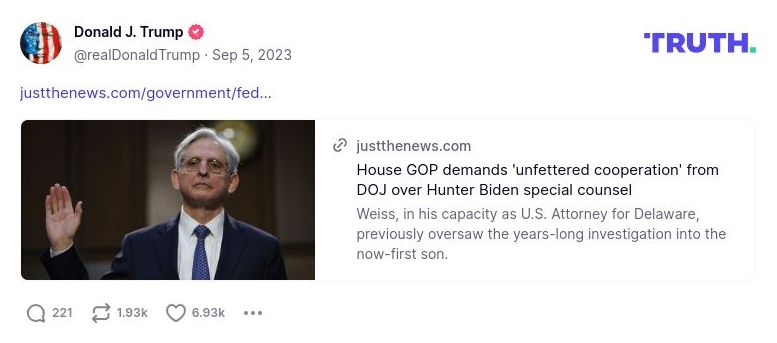 Post image from Donald Trump