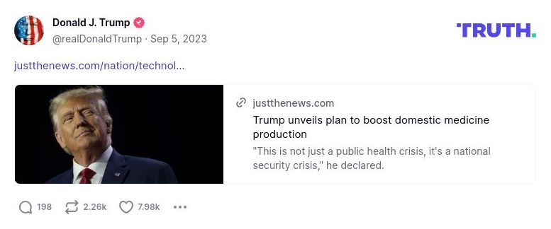 Post image from Donald Trump