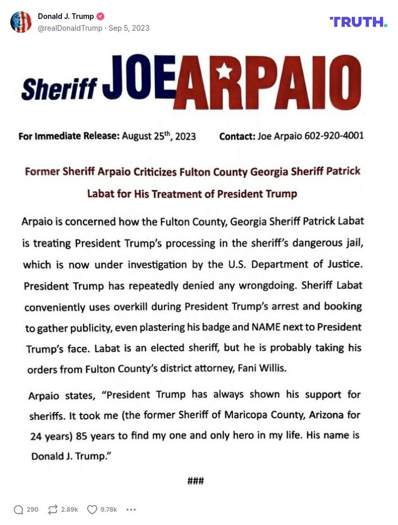 Post image from Donald Trump