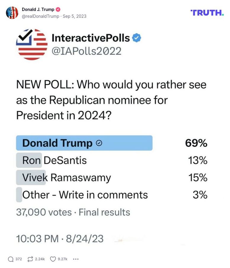 Post image from Donald Trump