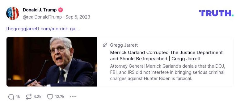 Post image from Donald Trump