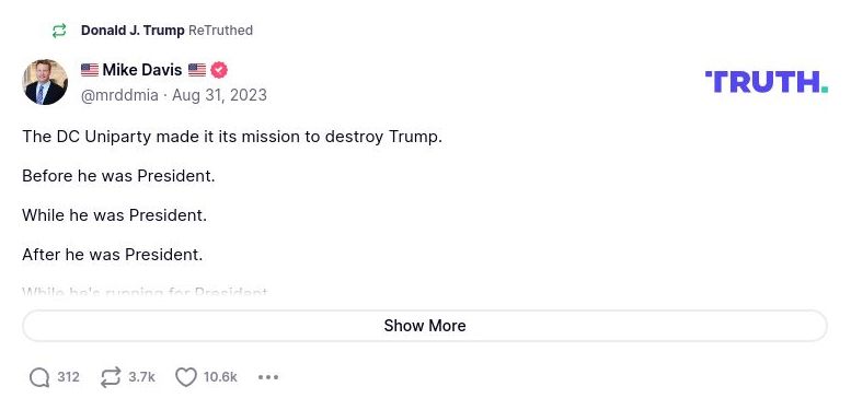 Post image from Donald Trump