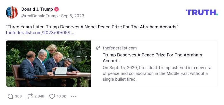 Post image from Donald Trump