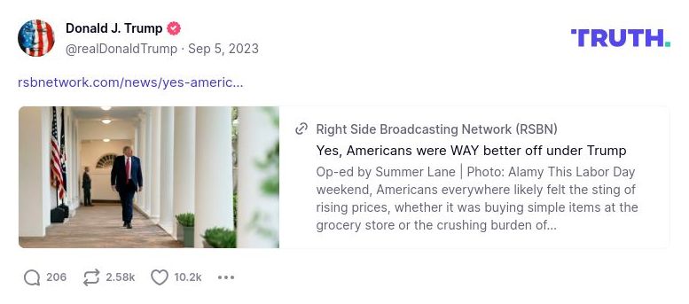 Post image from Donald Trump