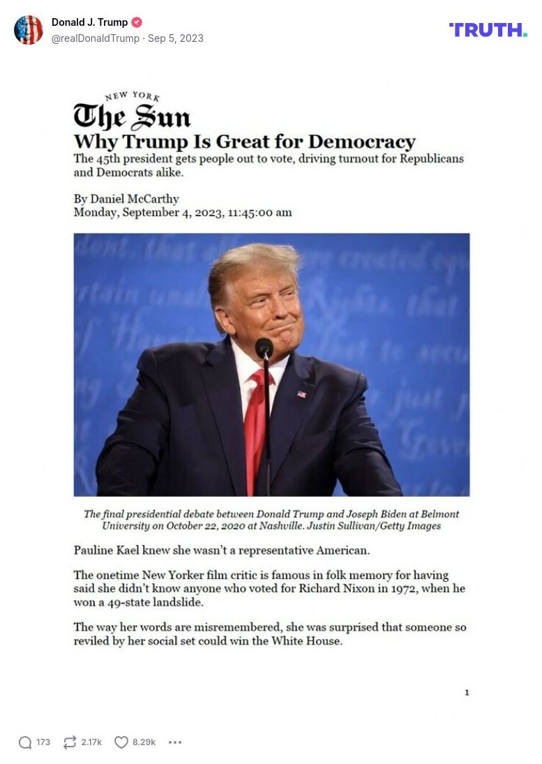 Post image from Donald Trump