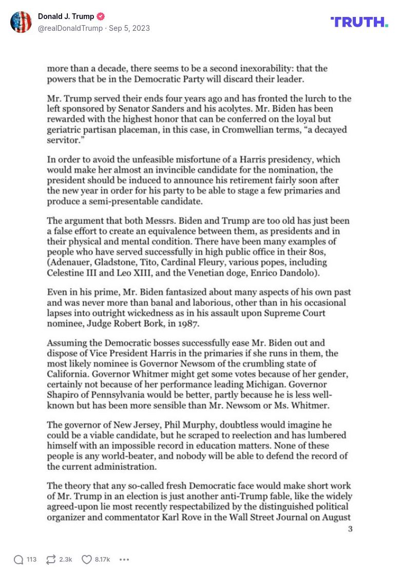 Post image from Donald Trump