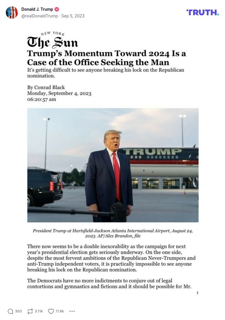 Post image from Donald Trump