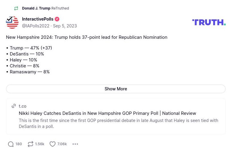 Post image from Donald Trump