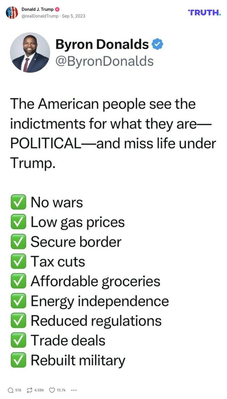 Post image from Donald Trump