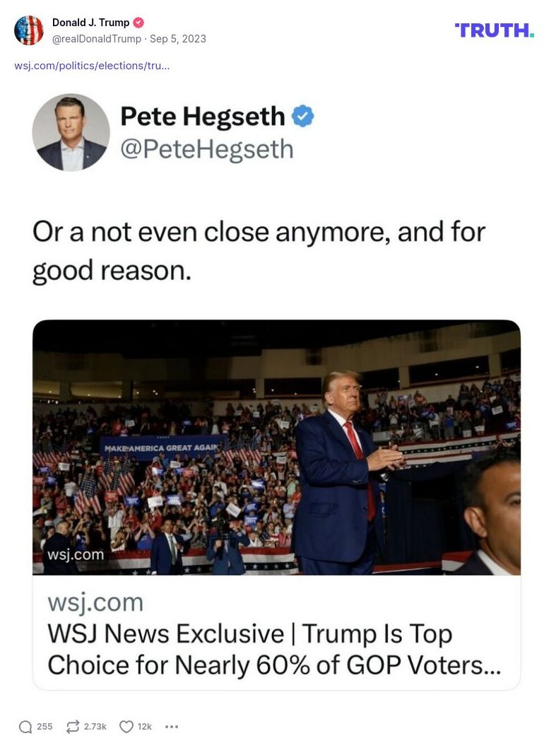 Post image from Donald Trump