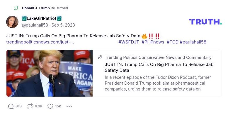 Post image from Donald Trump