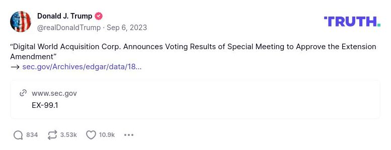 Post image from Donald Trump