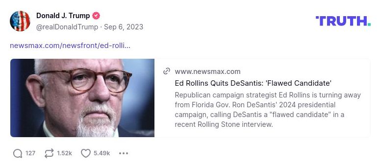 Post image from Donald Trump