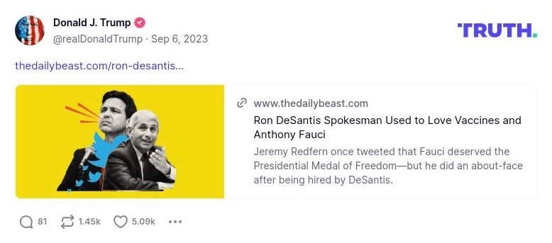 Post image from Donald Trump