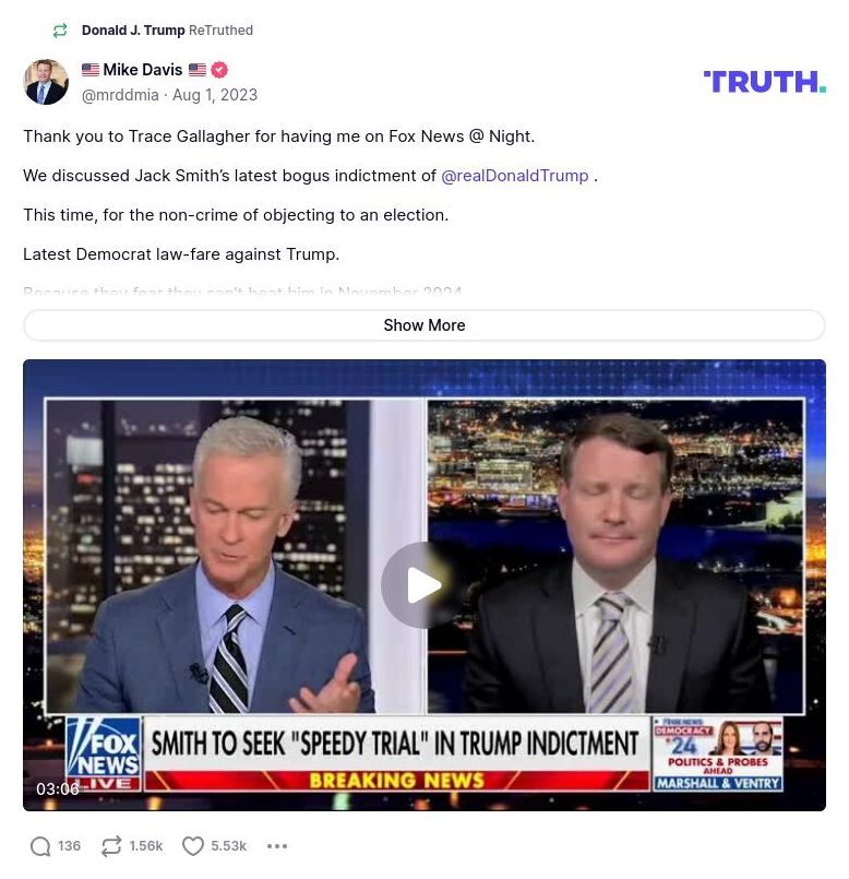 Post image from Donald Trump