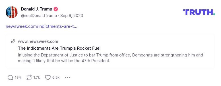 Post image from Donald Trump