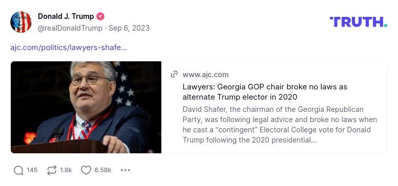 Post image from Donald Trump