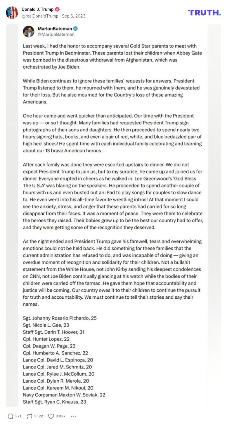 Post image from Donald Trump