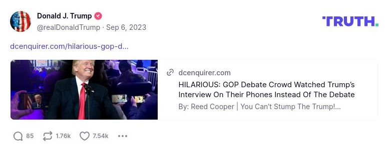 Post image from Donald Trump