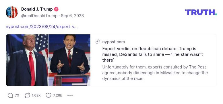 Post image from Donald Trump