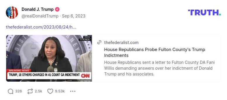 Post image from Donald Trump