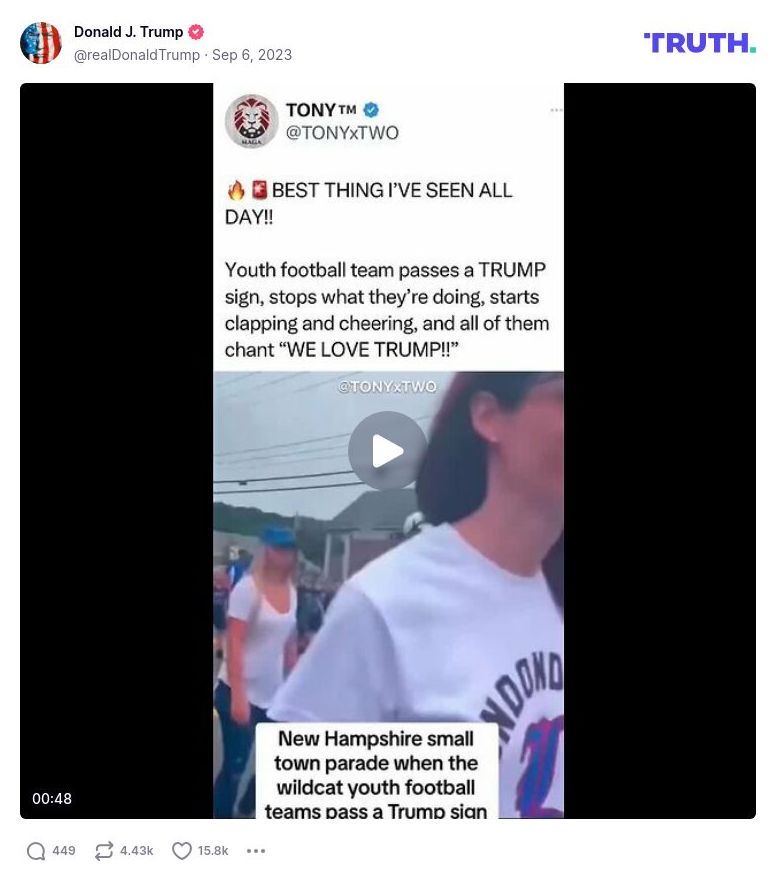 Post image from Donald Trump