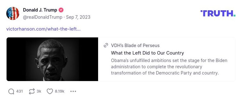 Post image from Donald Trump