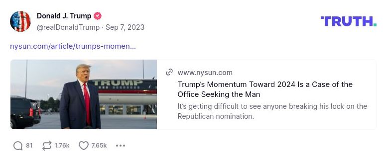 Post image from Donald Trump