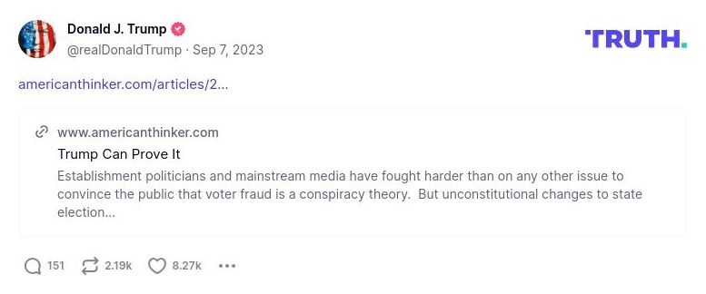 Post image from Donald Trump