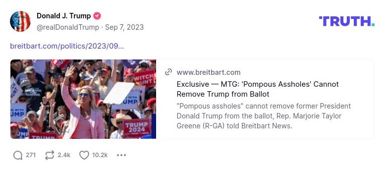 Post image from Donald Trump