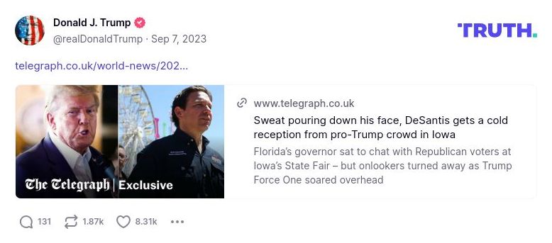 Post image from Donald Trump