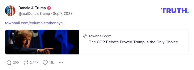 Post image from Donald Trump