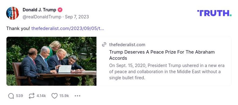 Post image from Donald Trump