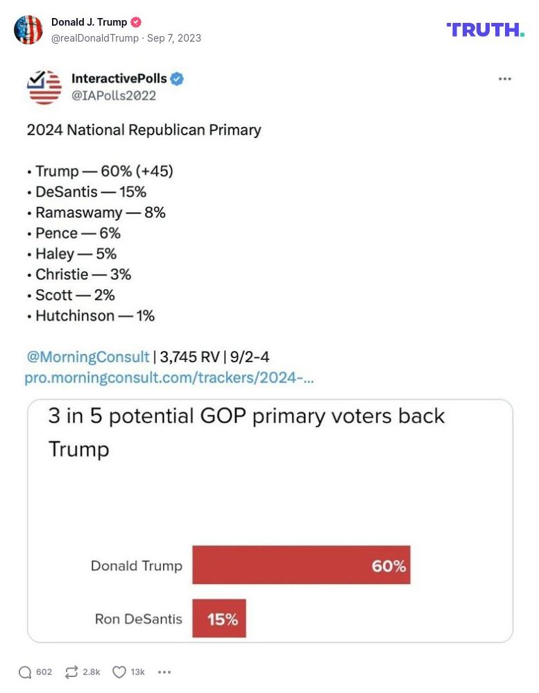 Post image from Donald Trump