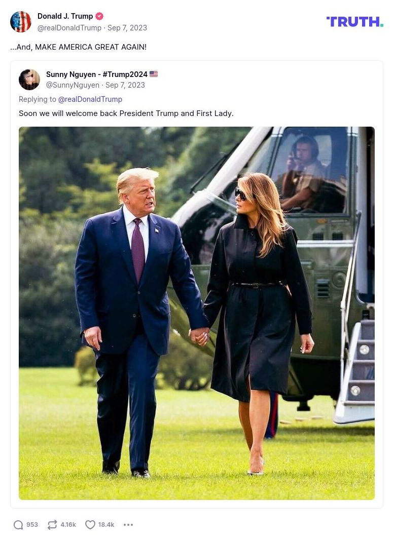 Post image from Donald Trump