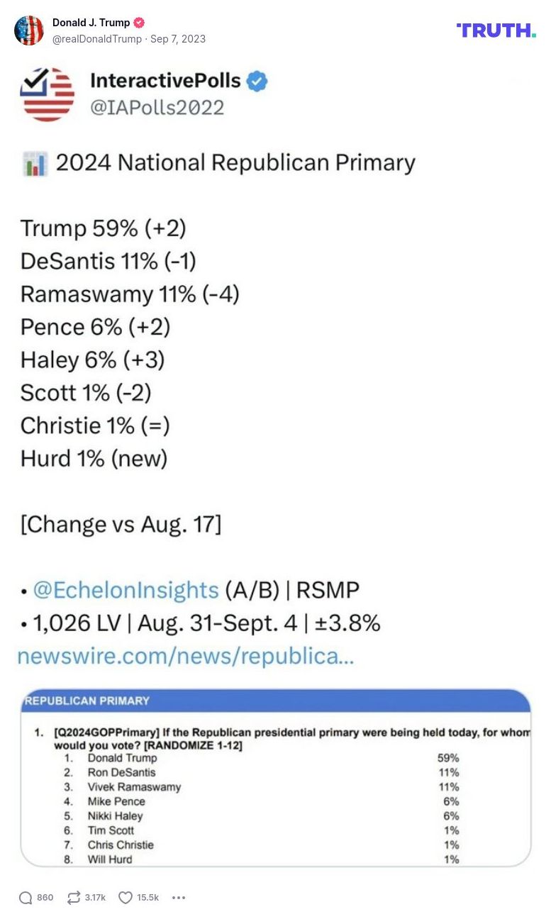 Post image from Donald Trump