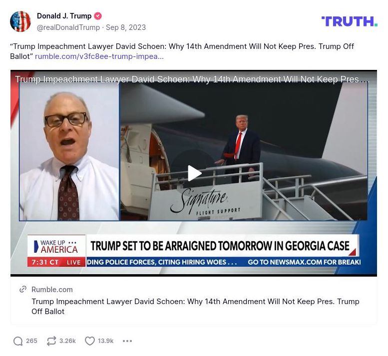 Post image from Donald Trump