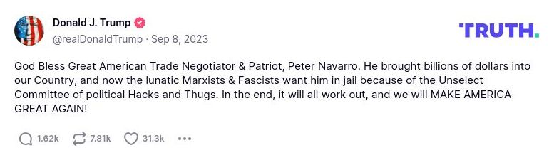 Post image from Donald Trump