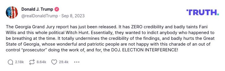 Post image from Donald Trump